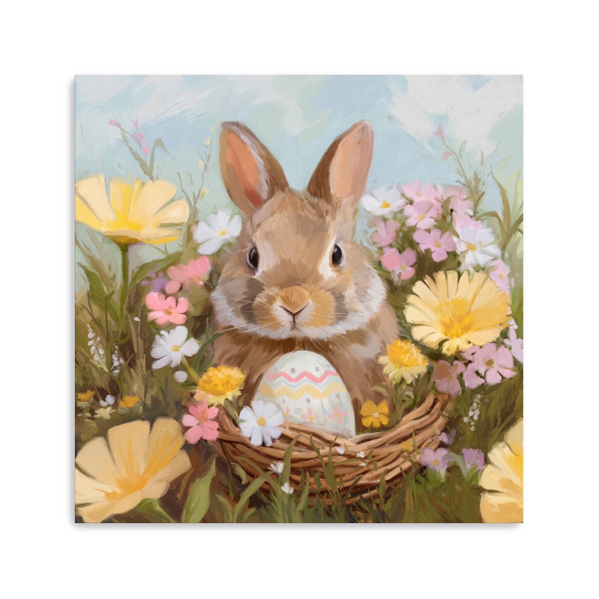 Lumaprints Flowers Bunny Canvas Giclée Art
